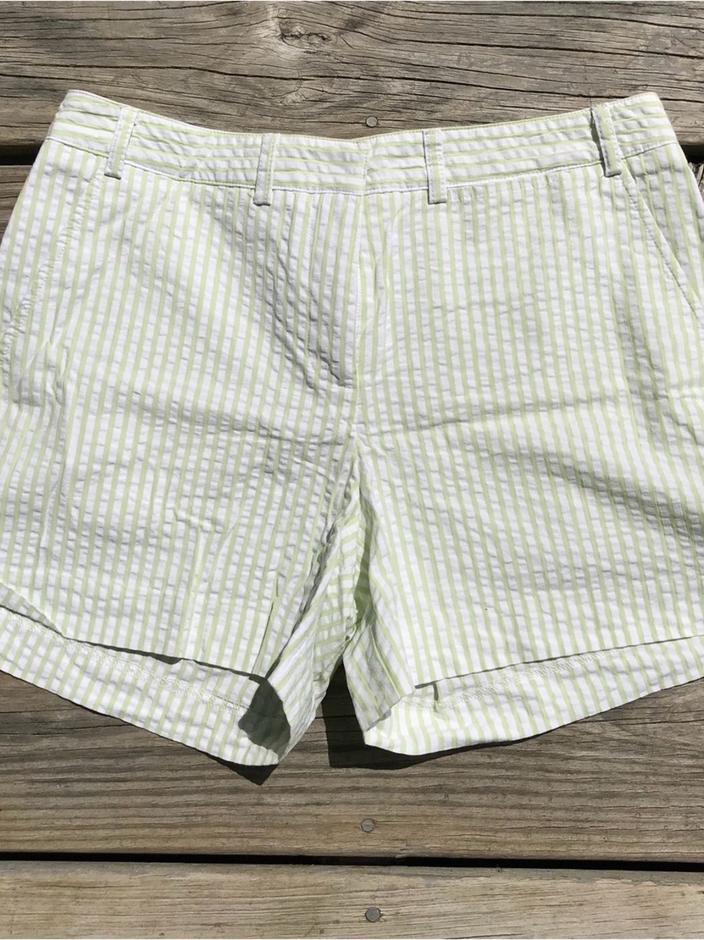 Tailor New York Light Green and White Striped Bermuda Shorts